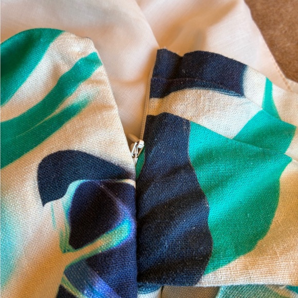 NWT CHRISTIAN LACROIX Linen Cotton Blue Organic Pattern Dress Size Medium - Picture 10 of 12